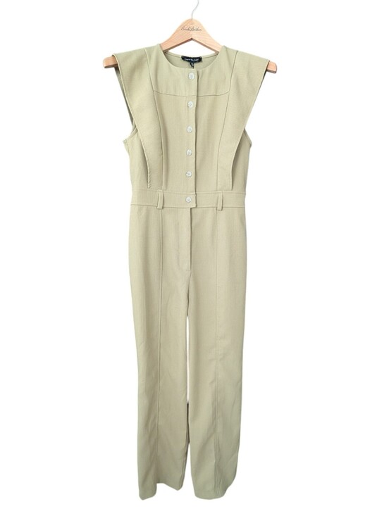 Jacqui E Pants - Jacquie The Label Sleeveless Cream-Tone Tailored Jumpsuit
